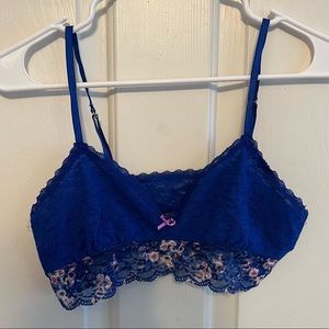 Aerie lace bralette blue and flower print